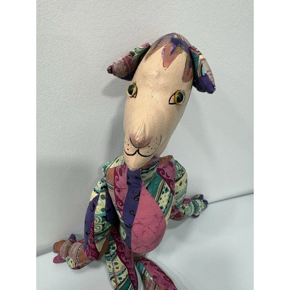 Primitive Folk Art Cat Lady Doll Handmade OOAK Painted Face Fabric  PRIMITIVES